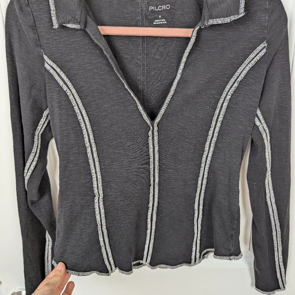 PILCRO | Gray Long Sleeve Top Size Small - Picture 3 of 8